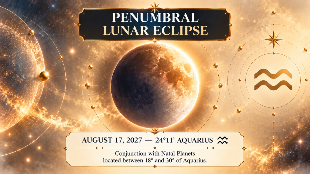 Penumbral Lunar Eclipse in Aquarius on August 17, 2027