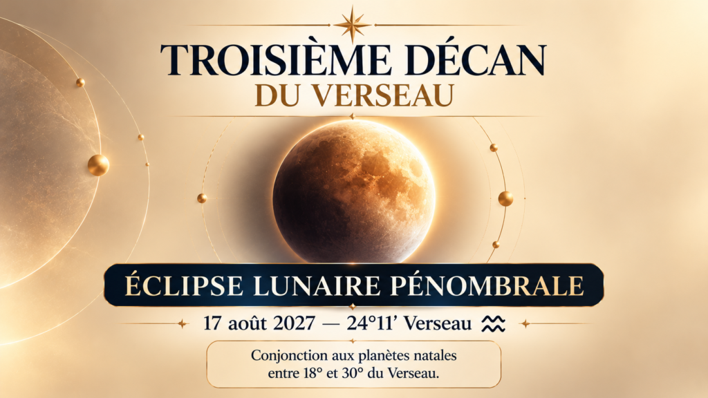 Lunar Eclipse Astrology Poster Éclipse lunaire en Verseau du 17 août 2027 à 24°11′.
