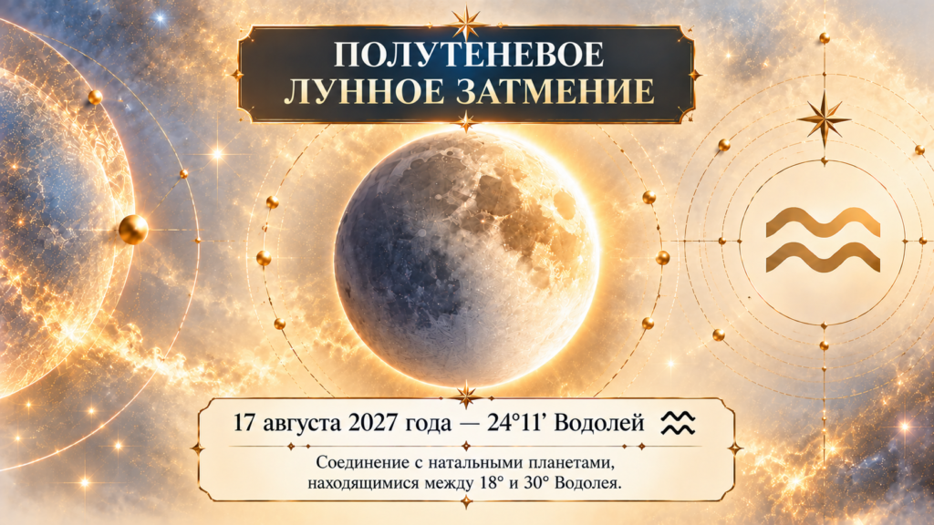Полутеневое Лунное затмение Полутеневое лунное затмение 17 августа 2027 года в 24°11′ Водолея.
